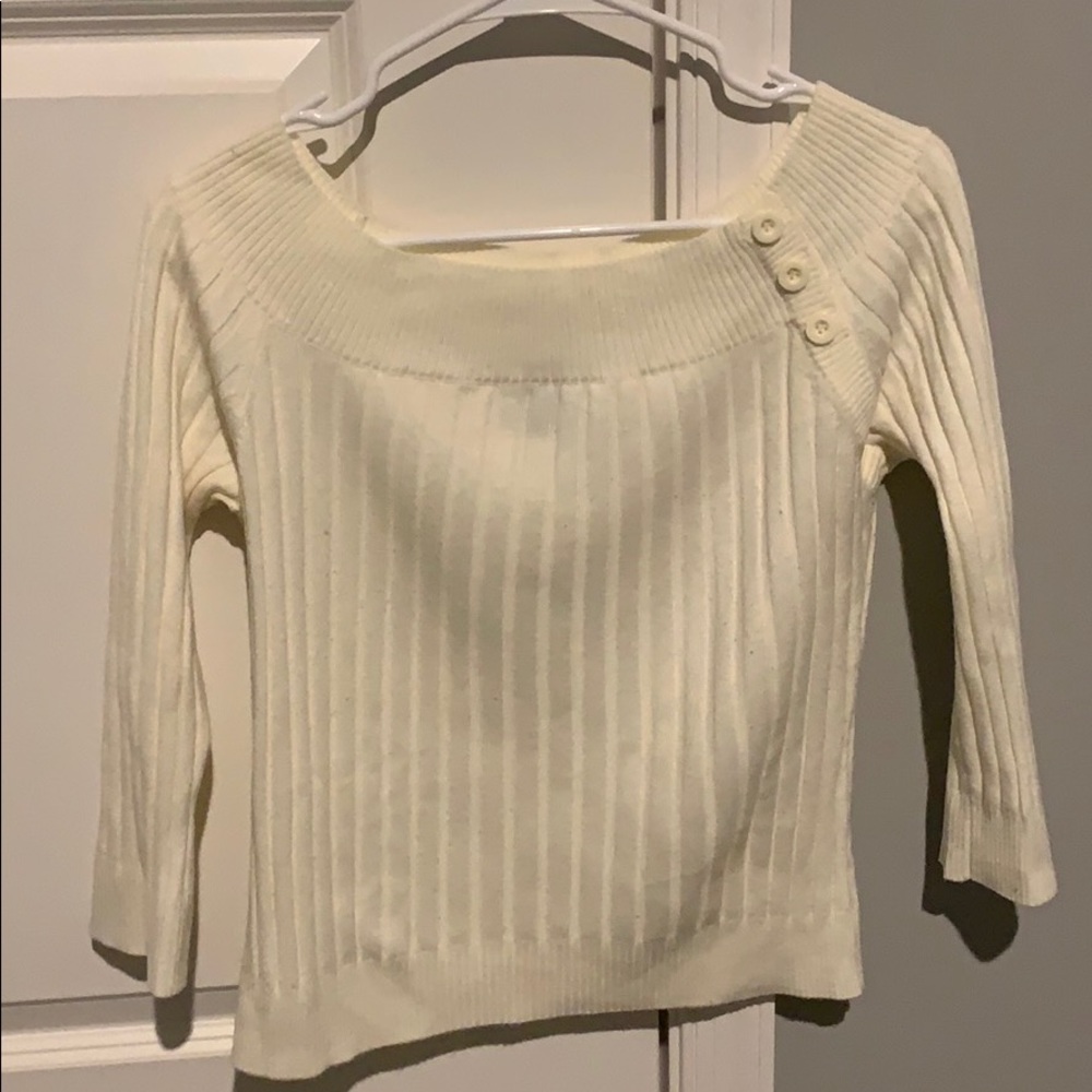 Off the shoulder sweater.